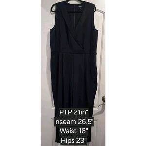 Madewell Tuxedo Jumpsuit‎ Ankle Pants Women's 14 Black Blue Pockets EUC